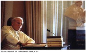 Pope John Paul II at his desk